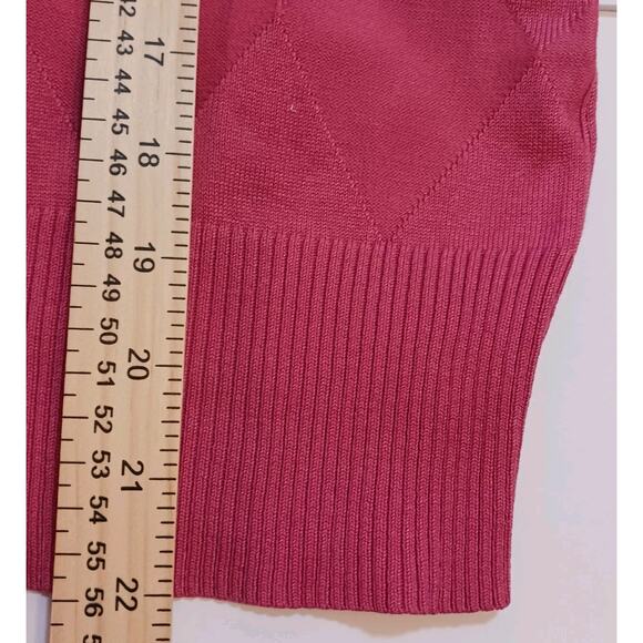 Austin Reed Top Women's Med Faint Argyle Print Long Sleeve Mock Neck Pink Silk - Picture 9 of 9